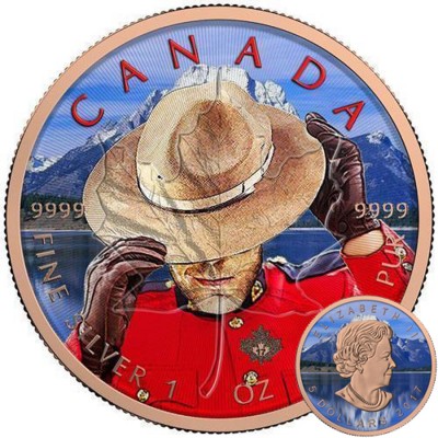 Canada ROYAL CANADIAN RANGER Canadian Maple Leaf series THEMATIC DESIGN $5 Silver Coin 2017 Rose Gold plated 1 oz